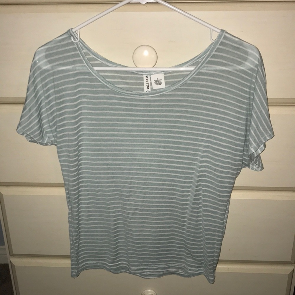 Teal and white striped tee